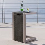 Christopher Knight Home® - Noble House - Cape Coral Modern Wicker C-Shaped End Table, Gray and Silver