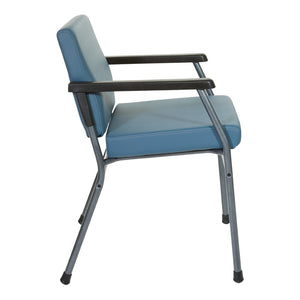 OSP Home Furnishings Big Tall Bariatric Patient Chair with Pu Padded Arms and Titanium Frame for Medical Waiting Blue BC9601HT-R105