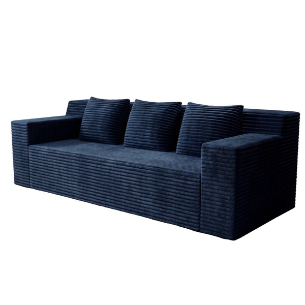 English Elm 71" Corduroy Tufted Loveseat with Deep Seat and Curved Back for Compact Living Spaces Aged Blue W5571P440911