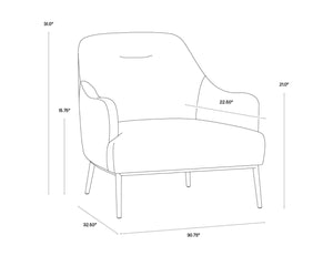 Sunpan CAMERON Lounge Chair - Elegant Mid-Century Design in Soft Nono Shitake Fabric with Gold Frame 106596