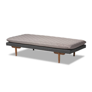 Baxton Studio Baxton Studio Mid-Century Modern Daybed in Two-Tone Grey Fabric with Walnut Finish for Stylish Lounging BBT6812-Grey/Dark Grey/Walnut-Daybed