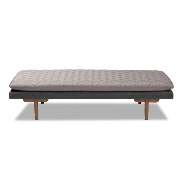 Baxton Studio Baxton Studio Mid-Century Modern Daybed in Two-Tone Grey Fabric with Walnut Finish for Stylish Lounging BBT6812-Grey/Dark Grey/Walnut-Daybed