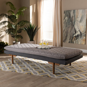 Baxton Studio Baxton Studio Mid-Century Modern Daybed in Two-Tone Grey Fabric with Walnut Finish for Stylish Lounging BBT6812-Grey/Dark Grey/Walnut-Daybed