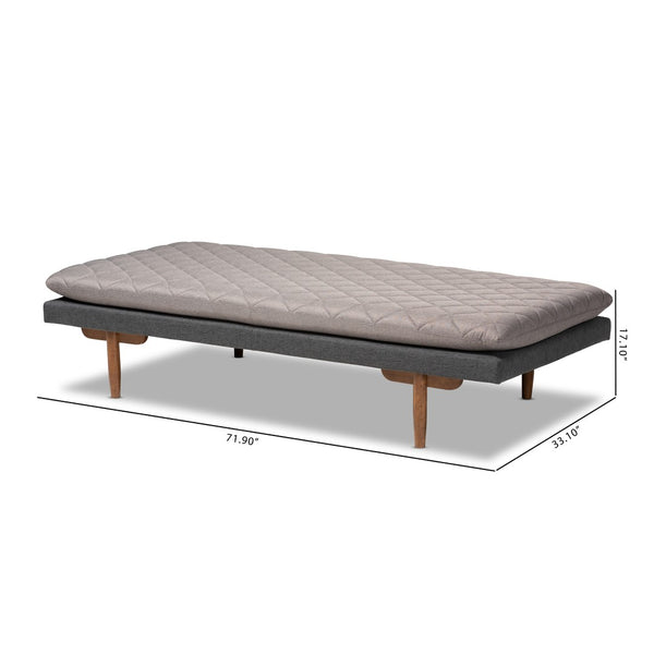Baxton Studio Baxton Studio Mid-Century Modern Daybed in Two-Tone Grey Fabric with Walnut Finish for Stylish Lounging BBT6812-Grey/Dark Grey/Walnut-Daybed