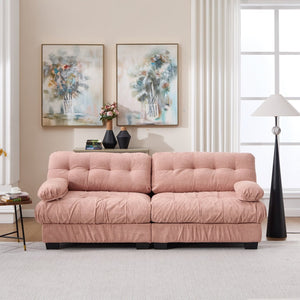 English Elm Cloud Modular Sectional Sofa Deep Seat Flannelette Upholstered Living Room Couch Pink W2120S00020