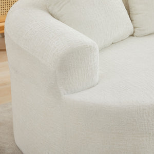 English Elm Curved Chenille Loveseat with Memory Foam Deep Seat and Three Pillows for Compact Living Beige W2915P370964