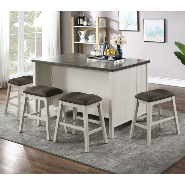English Elm Transitional Counter Height Dining Set Solid Wood Table with Storage and Four Stools B2741S00805