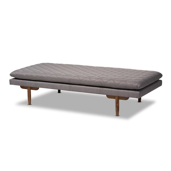Baxton Studio Baxton Marit Mid-Century Modern Grey Daybed with Walnut Finish - Stylish Comfort for Any Space BBT6812-Grey/Walnut-Daybed