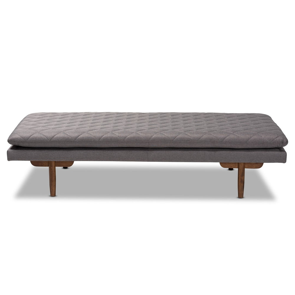 Baxton Studio Baxton Marit Mid-Century Modern Grey Daybed with Walnut Finish - Stylish Comfort for Any Space BBT6812-Grey/Walnut-Daybed