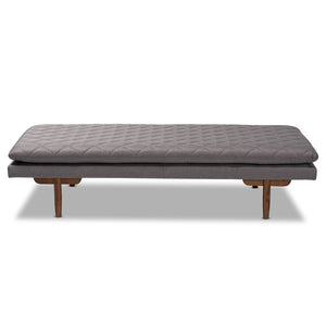 Baxton Studio Baxton Marit Mid-Century Modern Grey Daybed with Walnut Finish - Stylish Comfort for Any Space BBT6812-Grey/Walnut-Daybed