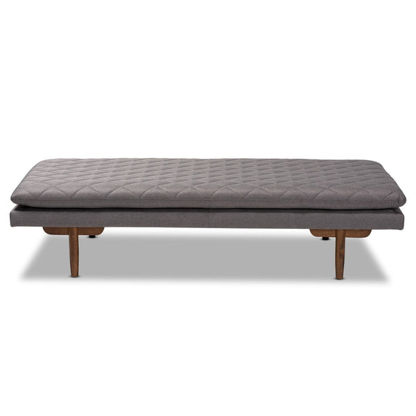 Baxton Studio Baxton Marit Mid-Century Modern Grey Daybed with Walnut Finish - Stylish Comfort for Any Space BBT6812-Grey/Walnut-Daybed