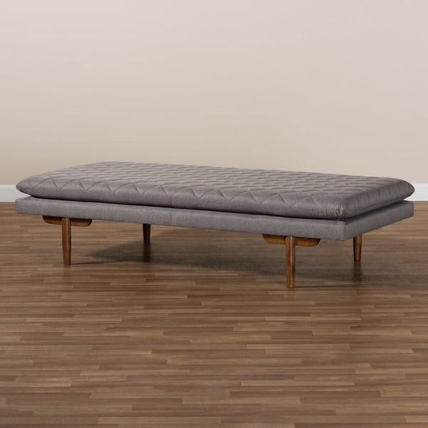Baxton Studio Baxton Marit Mid-Century Modern Grey Daybed with Walnut Finish - Stylish Comfort for Any Space BBT6812-Grey/Walnut-Daybed