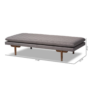 Baxton Studio Baxton Marit Mid-Century Modern Grey Daybed with Walnut Finish - Stylish Comfort for Any Space BBT6812-Grey/Walnut-Daybed