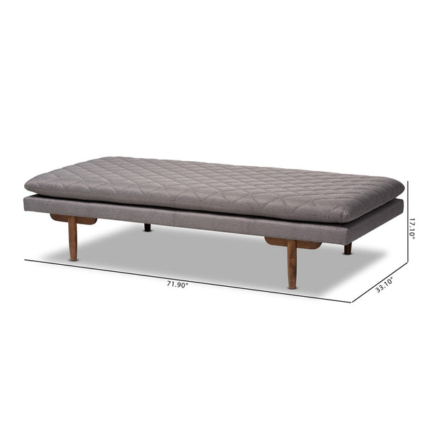 Baxton Studio Baxton Marit Mid-Century Modern Grey Daybed with Walnut Finish - Stylish Comfort for Any Space BBT6812-Grey/Walnut-Daybed
