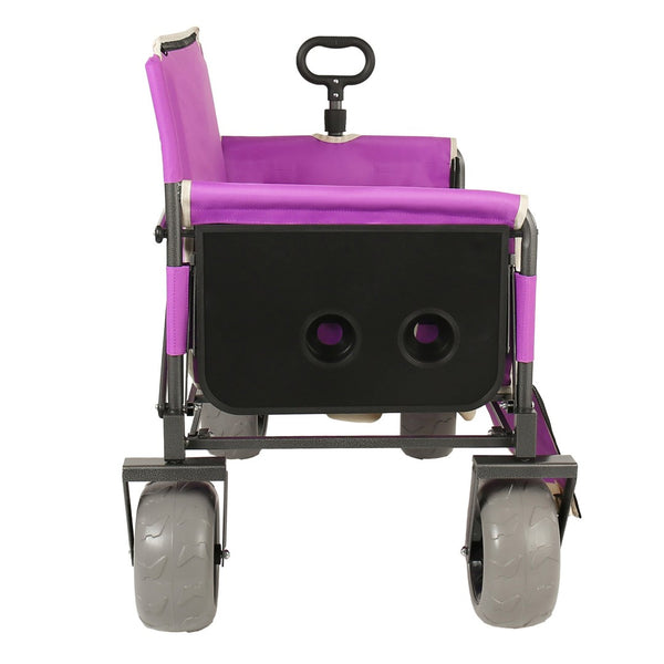 English Elm 3-in-1 Collapsible Wagon with Folding Tabletop Cup Holders All Terrain Beach Camping Purple W2932P421328