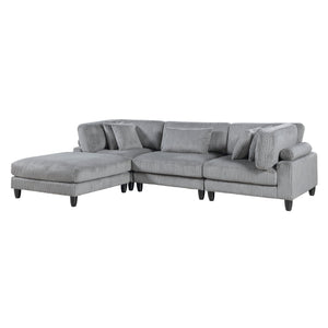 English Elm Living 4-Piece Modular Sectional Sofa Set in Corduroy Upholstery with Plush Cushions and Solid Wood Legs Gray 40 L x 40 W x 17.5 H B011S01559