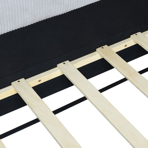 English Elm Twin L-Shaped Corduroy Daybed Upholstered Sofa Bed, Plush Cushioning, Stylish Beige Gray Design SF000188AAE