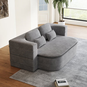 English Elm 75''2-In-1 Foldable Sofa Bed - Cozy Corduroy Sleeper With Pillows & Blanket For Small Spaces W834P317047