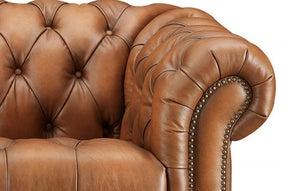 English Elm York Leather Loveseat Caramel - Top-Grain Leather, Pocketed Coil & Memory Foam Comfort, Durable Frame B2705P297773
