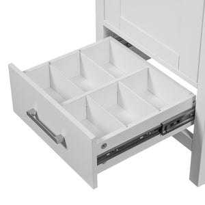 English Elm 18-Inch Modern Bathroom Vanity with Ceramic Sink, Soft-Close Doors, Divider Drawer & Adjusting Feet White N729P334854K