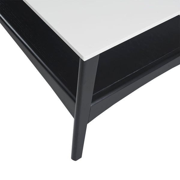 JLA Home Madison Park - Coffee Two-Tone Mid-Century Coffee Table with Off-White Top, Solid Wood Frame & Lower Shelf Storage MP120-1129