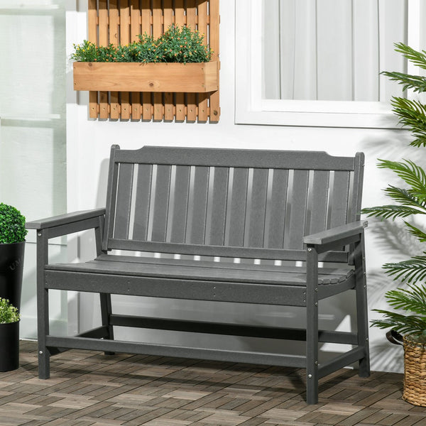 English Elm Outsunny Outdoor Garden Bench For 2, All-Weather Hdpe, 704 Lbs Capacity, Stylish & Durable Design W2225P217579-GIGA