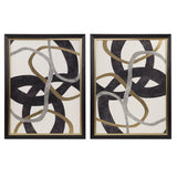 Moving Midas  Modern/Contemporary Gold Foil Abstract 2-piece Framed Canvas Wall Art Set