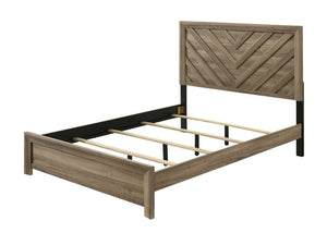 English Elm 1pc Twin Panel Bed with Plush Channel Tufted Headboard, Neutral Finish, Contemporary Frame, Easy Assembly Light Brown 44.41 L x 33.54 W x 5.16 H B2741S00604