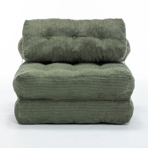 English Elm Folding Floor Sofa Bed Convertible Sleeper Chair with Shredded Foam Corded Fabric Green W2200P442796
