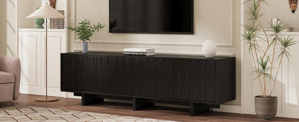 English Elm Retro Wood Grain Media Console Wavy Door Cabinet for Living Room Tvs 75 In N721P379534B