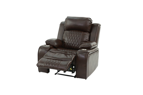 English Elm Power Motion Recliner Chair with USB Cup Holders Wireless Charging Gel Leatherette Brown Comfort B011P205591