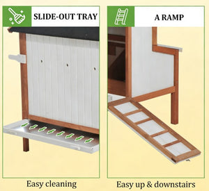 English Elm Portable Fir Wood Chicken Coop Raised Backyard Hutch with Nesting Box and Ramp T3971P432629