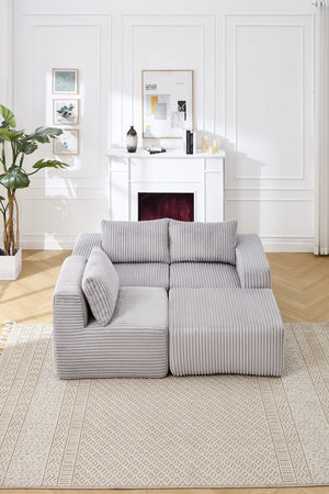 English Elm Modern Minimalist Modular Sectional Sofa – L-Shape Right-Facing Chaise With Deep Seats In Light Gray W2959S00003