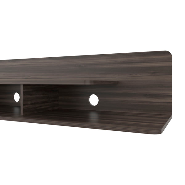 English Elm Dragon Floating TV Stand Wall-Mounted 71" Stained Walnut with Open Shelves Scratch-Resistant Surface B128P387085