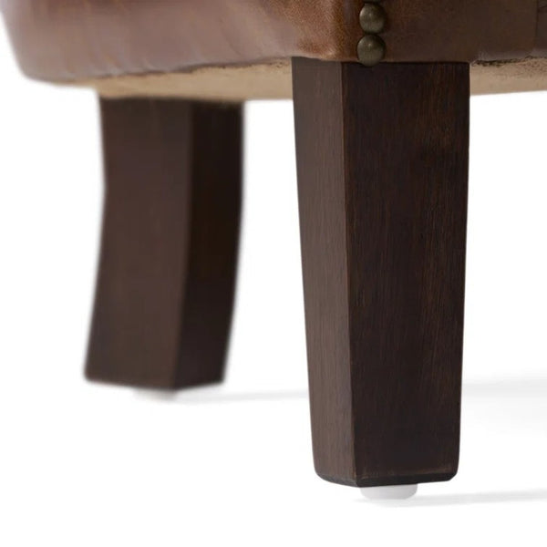 English Elm Genuine Top-grain Leather Accent Chair Studded Trim Solid Wood Frame Living Room N767P419112W