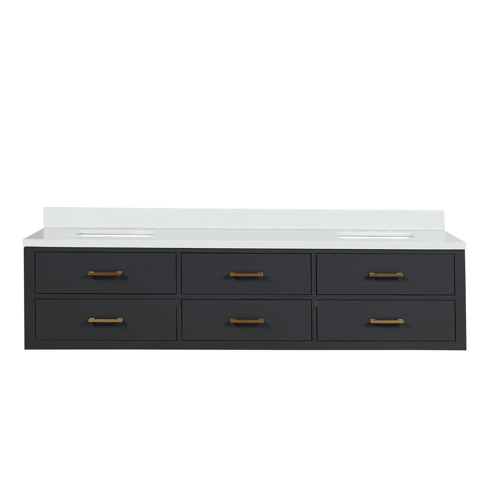English Elm Black Double Bath Vanity With White Quartz Top – Elegant 80 In. Design For Modern Bathrooms, Fully Assembled B2731P258097