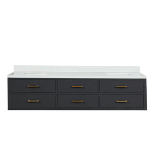 English Elm Black Double Bath Vanity With White Quartz Top – Elegant 80 In. Design For Modern Bathrooms, Fully Assembled B2731P258097