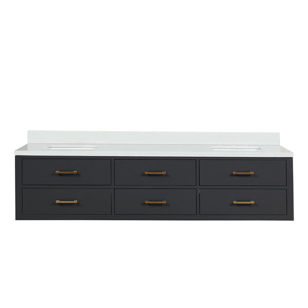 English Elm Black Double Bath Vanity With White Quartz Top – Elegant 80 In. Design For Modern Bathrooms, Fully Assembled B2731P258097