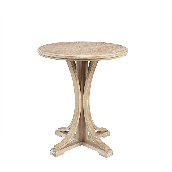 JLA Home Martha Stewart - Round Accent Table — Martha Stewart Bedford Ash Veneer Top with Reclaimed Wheat Cross-Leg Base, Versatile End/Side Piece MT120-0023