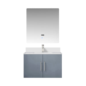 English Elm Dark Grey 30 in. Bath Vanity Set with Cultured Marble Top, Chrome Faucet & 30in LED Mirror, Durable B2731S01305