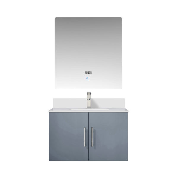 English Elm Dark Grey 30 in. Bath Vanity Set with Cultured Marble Top, Chrome Faucet & 30in LED Mirror, Durable B2731S01305