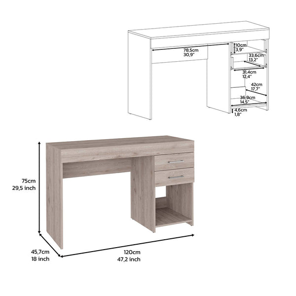 English Elm Computer desk with 3 drawers and shelf – compact 47.4" workspace, particleboard build, organized storage solution Gray 51.18 L x 21.65 W x 6.69 H B097133089