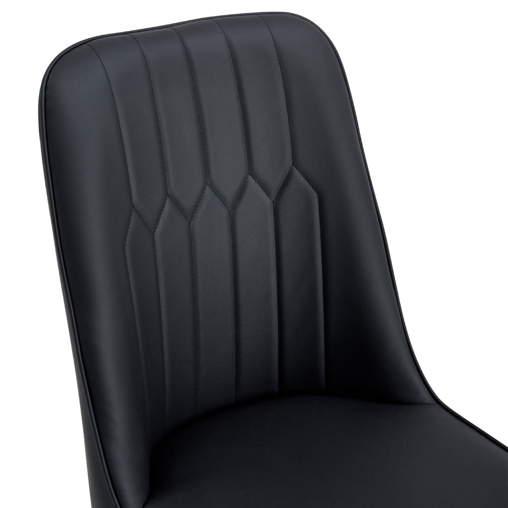 English Elm Table & 8 Black Pu Chairs Set - Modern 67" Mdf Dining Table With Stylish Design & Easy Care Finish W1151S04167-GIGA