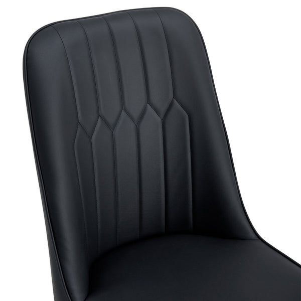 English Elm Table & 8 Black Pu Chairs Set - Modern 67" Mdf Dining Table With Stylish Design & Easy Care Finish W1151S04167-GIGA