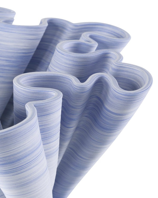 Currey & Company Twirl Blue Bowl - Stunning 3d Printed Porcelain With Unique Twisting Design & Textured Striations Blue Porcelain 1200-1015-currey-company