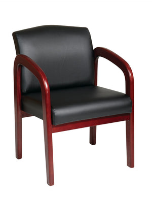 OSP Home Furnishings Cherry Wood Visitor Chair with Lumbar Support and Foam Padding for Office Reception Areas WD387-U6
