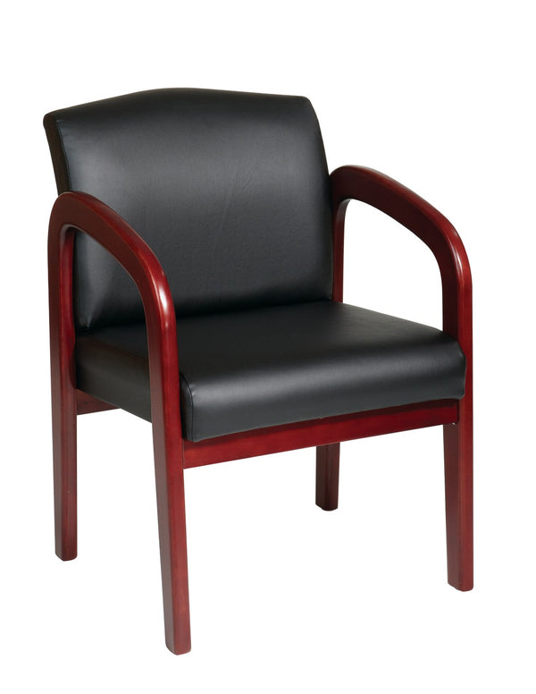 OSP Home Furnishings Cherry Wood Visitor Chair with Lumbar Support and Foam Padding for Office Reception Areas WD387-U6
