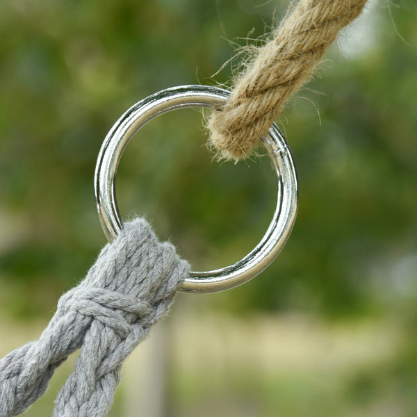 English Elm Outsunny 2-Person Macrame Hammock Chair With Soft Cushion - Stylish Indoor/Outdoor Swing, Gray W2225P174060-GIGA