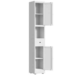 English Elm 71 Inch Freestanding Metal Storage Cabinet Five Tier Narrow Pantry Organizer White W2735P428814