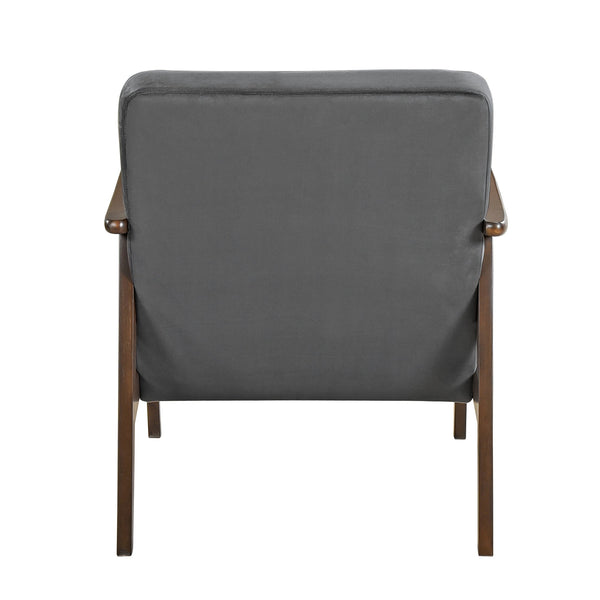 English Elm Mid-Century solid wood frame accent chair with textured fabric upholstery, walnut finish and plush foam cushioning Dark Gray 33 L x 26 W x 15.5 H B011P256602